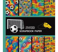 Watercolor Soccer Scrapbook Paper - 20 Sheets, Seamless Pop Art Pattern - Soccer Balls, Nets, Jerseys, Cleats - 8.5x8.5" Double-Sided Sports Craft Paper