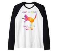 Watercolor Soloful Pet Cat Kitten just a girl who loves cats Camiseta Manga Raglan