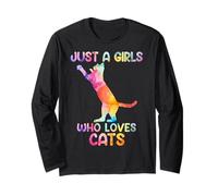 Watercolor Soloful Pet Cat Kitten just a girl who loves cats Manga Larga