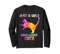 Watercolor Soloful Pet Cat Kitten just a girl who loves cats Manga Larga