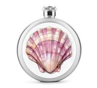 Watercolor The Pink Shell - Petaca de acero inoxidable para licor, botella de vino portátil de bolsillo redondo para bebida, 5 onzas