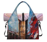 Watercolor UK London Big Ben - Bolsa de deporte con compartimento para zapatos, fin de semana, bolsa de equipaje para gimnasio, yoga, viajes, color, L, Bolsa de viaje