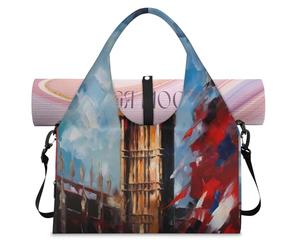 Watercolor UK London Big Ben - Bolsa de deporte con compartimento para zapatos, fin de semana, bolsa de equipaje para gimnasio, yoga, viajes, color, L, Bolsa de viaje