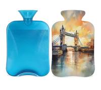 Watercolor UK London Scenery - Botella de agua caliente con tapa, 2 L, gran capacidad, bolsa de agua para noches acogedoras, alivio del dolor, espalda, cuello y hombros