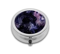 Watercolor Universe Space Galaxy Nebula Starry Round Box, estuche compacto para medicinas, para bolsillo, bolso, tableta de medicina portátil, soporte de vitaminas de viaje