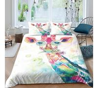 Watercolor Whimsical Funda Edredon Microfibra Juego de Ropa de Cama de 3 Piezas Impresión 3D Cierre de Acuarela Whimsical Funda de Edredón Funda de Almohada a Juego for Adultos Single（140x200cm）