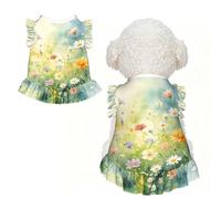 Watercolor Wild Art L - Ropa para mascotas para perros pequeños, bonito traje de verano para cachorros, ropa suave y transpirable para mascotas para gatos