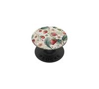 Watercolor Wild Strawberry Botanical Floral Pattern PopSockets PopGrip Adhesivo