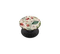 Watercolor Wild Strawberry Botanical Floral Pattern PopSockets PopGrip Adhesivo