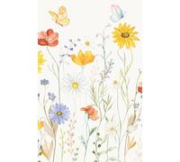 Watercolor Wildflowers Notebook: Cute Aesthetic Lined Journal for Girls & Women, Colorful Wildflowers with Butterflies Cover, Notebook for Work, ... and Sketching, 98 Pages, 5.5"x 8.5"