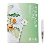 Watercolor Workbook, 19x14.4cm Paper Beginner-Friendly Creative Painting Book with 12-Color Paint Set and Brush for Artistic Watercolor Drawing, Coloring