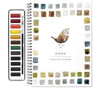 Watercolor Workbook,Beginner-Friendly Flowers,Animals Watercolor Workbooks,12 Colors Watercolor Paint Set With Paint Brush,Foldable Set,For Teens/Adults (Birds)