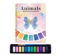 Watercolor Workbook For Adults | With 12-Color Paints & Brush Supplies - Kids Water Coloring Practice Books - For Boys Girls Men Women Home School Travel Education Art Exercises