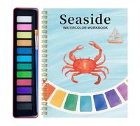 Watercolor Workbook for Beginners,Painting Guide Animal Flower Illustrations Paper Coloring Book,12 Colors Painting Kit with Drawing Supplies and Brushes