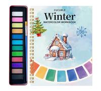 Watercolor Workbook for Beginners,Painting Guide Animal Flower Illustrations Paper Coloring Book,12 Colors Painting Kit with Drawing Supplies and Brushes