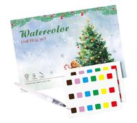 Watercolor Workbook - Guided Christmas Art Lessons, Designs with Paint Set Included, Relaxing Skill Boosting Coloring Book for Adults Teens Students, Watercolor Practice Book Multi Color