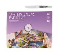 Watercolor Workbook, Painting Activity Book, Beginner Art Set,7.48x5.67 Inches, Includes 12 Color Paint Palette and Brush, for Coloring, Projects at Home School Travel Use