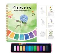 Watercolor Workbook - Spiral-Bound Art Supplies Set, 17×22 Cm Painting Book With 12-Color Watercolor Set & Brush | Creative Activity Kit, Adult & Kids Art Supplies For Home, School, Studio