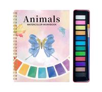 Watercolor Workbook with 12 colores Pintados y Brush, Art Supplies