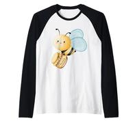 Watercolore Cute Bee Flying With Honey - Camiseta unisex Camiseta Manga Raglan