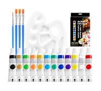 Watercolour Paint Set - 12 Colors Kids Watercolor Painting Sets | Portable Acrylic Paint Kit With 4 Brushes & Palette | Mini Travel Watercolor Palette | Creative Art Supplies For Children