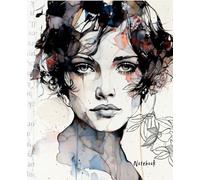 Watercolour Portrait | Ai Image and Digital Collage: Notebook for Girls, Teens and Women | 7.5 x 9.25 inch | 80 pages