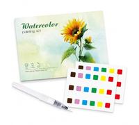 Watercolour Workbook, 20 Patterns Plants and Flowers Watercolour Painting Book with 2 Reference Cards and Paint Brush, Water Colouring Book Present for Beginners Adults Teens