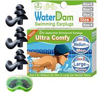 WaterDam Tapones para los oídos de natación, impermeables, ultra cómodos, para evitar el oído del nadador (tamaño 3+3+3: oreja mediana para hombres y orejas grandes, adolescentes y mujeres))