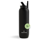 waterdrop® Botella Agua Acero Inoxidable 1L, Con Pajita, Termo Doble Pared: 24h Frio - 100% Hermética, Segura - Sin BPA: Para Niños. Botella Térmica Gimnasio, Water Bottle, Thermo, Cantimplora