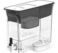 Waterdrop Dispensador delgado de filtro de agua de 35 tazas, gran capacidad, 200 galones de larga duración, 5 veces de vida, reduce el cloro, PFOA/PFOS y más, sin BPA, negro (con 1 filtro)