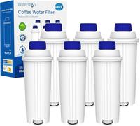 Waterdrop Filtro de Agua para Café, Repuesto para De'Longhi®, Pack de 6 | Filtro de Repuesto para De'Longhi® DLSC002, ECAM, Eletta, Dinamica, Magnifica, ETAM Autentica, Certificado TÜV SÜD