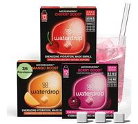 waterdrop® Microdrink Energy Drink, 90mg Cafeína y Vitaminas, Mix Sabores de Frutas, 36 Pastillas Saborizantes Para Agua, Bebidas Sin Azúcar, Sabores Agua: Bayas, Mango, Cereza, Refresco Instantaneo