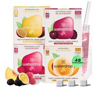 waterdrop® Microdrink Mix, 48 Pastillas Saborizantes Para Agua, Bebidas Mix 4 Sabores Afrutados Sin Azúcar, baja en calorías y con vitaminas, Bebida Instantánea, Polvo de Hidratación, Para Botella