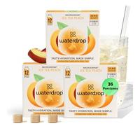 waterdrop® Microdrink, Té Frio MELOCOTÓN, 36 Pastillas Saborizantes Para Agua SIN AZÚCAR, Té NEGRO, Con VITAMINAS, Refresco Instantaneo Sin Calorias, Infusiones Variadas Polvo, Ice Tea