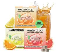 waterdrop® Mix Sabores de Frutas, 36 Pastillas Saborizantes Para Agua, Bebidas Sin Azúcar, Sabores Agua: Naranja, Limón, Pomelo, Refresco Instantaneo, Sobres