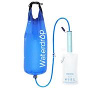 Waterdrop Pajita Filtrante para Camping con Bolsa de Gravedad, Azul Claro | Pajita Filtrante Personal con Bolsa de Gravedad, Sistema de Filtración de 0,1 Micras para Agua Potable y Senderismo
