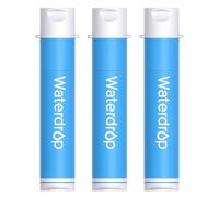 Waterdrop Pajita Filtrante Portátil para Camping, 0,1 Micras, Pack de 3 | Pajita Filtrante Portátil, Sistema de Filtración de 0,1 Micras para Agua Potable y Senderismo, Pack de 3, Azul
