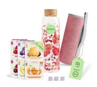 waterdrop® Starter Set, Botella de Vidrio 600ml + 18 Cubos Microdrinks, Saborizantes para agua, Pastillas en 6 Sabores Aromatizados, 0 Azúcar, Botella para Agua