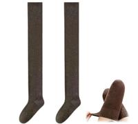 Wateresty Women Thigh High Socks,Cotton Knit Warm Stretchy Thickened Tall Stockings,Soft Long Over the Knee Boot Socks (Brown)