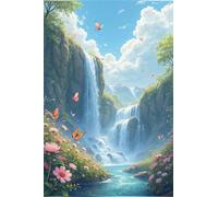 Waterfall Flowers 200 Piece Jigsaw Puzzles for Adults, Colourful, Challenging & Brainteasing Adult Puzzles 200 Pieces Clouds, Fun jigsaws for The Whole Family 14x10 Inch
