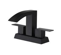 Waterfall Matte Black Bathroom Faucet, 2 Handle Vanity Faucets Stainless Steel Bathroom Sink Faucet for Sink 2 or 3 Holes,with Water Hoses