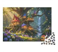 Waterfall Treehouse Adult Jigsaws 1000 Piezas Reciclado Paper Magical Forest Puzzle para Adultos Parent Child Game Props Holiday Blessings Gift for Women 52x38cm/1000pcs