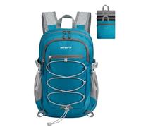 WATERFLY Mochila pequeña y ligera y plegable: mochila de viaje ultraligera y plegable de 15 L con correa de hombro transpirable, para senderismo, camping, para mujeres y hombres, color azul