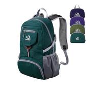 Waterfly Mochila plegable ultraligera: mochila plegable de 20 L para hombres y mujeres, senderismo, viajes, camping, deportes al aire libre, verde oscuro, M