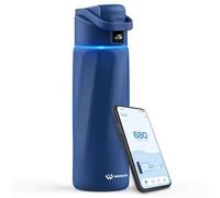WATERH BOOST - Botella de agua inteligente con recordatorio de hidratación y rastreador, botellas de agua aisladas al vacío de acero inoxidable, boca ancha sin BPA, ideal para gimnasio, Azul