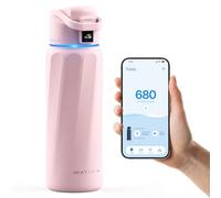 WaterH BOOST - Botella de agua inteligente con recordatorio y rastreador, botellas de acero inoxidable con aislamiento al vacío de doble pared, 946 ml, Rosa