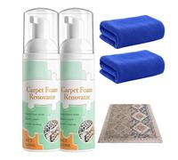 Waterless Carpet Foam Stain Remover with Towel, Instant Carpet Cleaner，2pcs