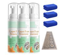 Waterless Carpet Foam Stain Remover with Towel, Instant Carpet Cleaner，3pcs