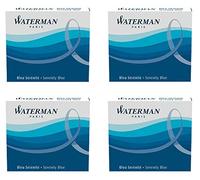 Waterman - 4 cajas de 6 cartuchos internacionales cortos para bolígrafo de tinta azul Serenity Blue (azul Florida)