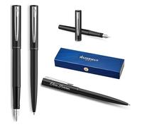 Waterman Allure - Juego de bolígrafos y plumas estilográficas personalizadas, juego de escritura de lujo en negro, regalo elegante para hombre y mujer (Black C.T.)